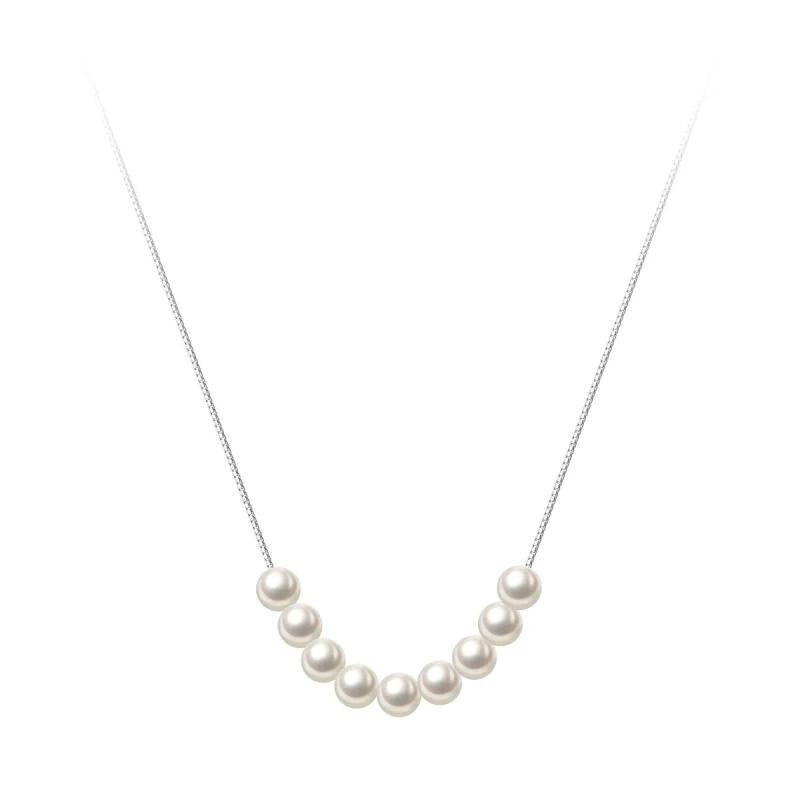 925 Silver Pearl Necklace Women Girls Jewelry