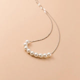 925 Silver Pearl Necklace Women Girls Jewelry
