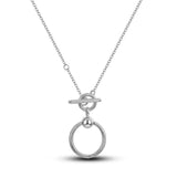 Silver O Pendant T-Bar Chain Necklace for Women Girl Jewelry Gift