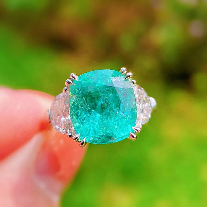Paraiba Tourmaline Ring 925 Sterling Silver Engagement Wedding Band Rings
