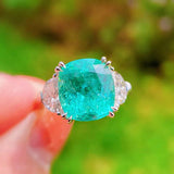 Paraiba Tourmaline Ring 925 Sterling Silver Engagement Wedding Band Rings