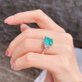 Paraiba Tourmaline Ring 925 Sterling Silver Engagement Wedding Band Rings