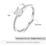 925 Silver Opal Rings Crystal Ring for Women Zircon Silver 925 Jewelry