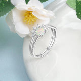 925 Silver Opal Rings Crystal Ring for Women Zircon Silver 925 Jewelry