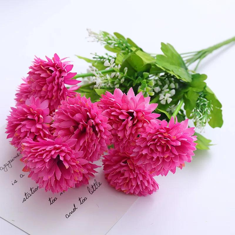 Artificial Hydrangea Chrysanthemum DIY Bridal Bouquet Wedding Party Home Decor