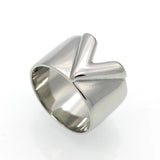 Double V Ring Titanium Steel Love Rings