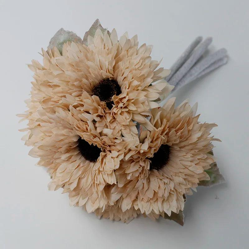 6 Head Sunflower Bouquet Artificial Flowers for Vase Bridal DIY Home Decor