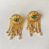Vintage Eye Earring Exaggerated Earrings Baroque Style Pearl Tassels Jewelry