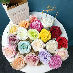10pcs Artificial Rose Silk Flower Head DIY Wedding Floral Christmas Decor