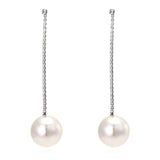 Long Rhinestone Pearl Tassel Earrings