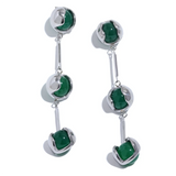 Green Natural Stone Stainless Steel Drop Earrings, Charm Jewelry for Women