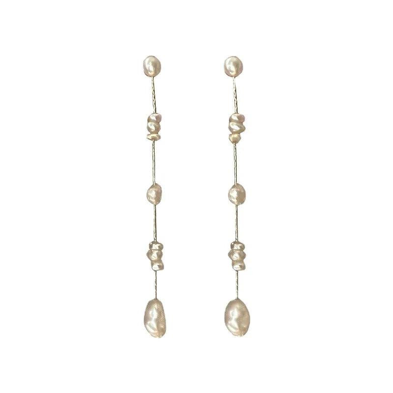 French Baroque Freshwater Pearl Dangle Earrings Bridal Jewelry