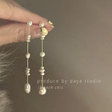 French Baroque Freshwater Pearl Dangle Earrings Bridal Jewelry