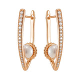 Kinel Long Pearl Drop Earrings 585 Rose Fine Wedding Jewelry
