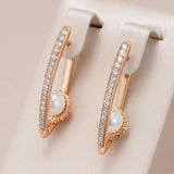 Kinel Long Pearl Drop Earrings 585 Rose Fine Wedding Jewelry