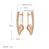 Kinel Long Pearl Drop Earrings 585 Rose Fine Wedding Jewelry