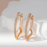 Kinel Long Pearl Drop Earrings 585 Rose Fine Wedding Jewelry