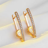Kinel Long Pearl Drop Earrings 585 Rose Fine Wedding Jewelry