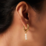 Youthway Pearl Dangle Earrings 316 Stainless Steel Plated PVD Waterproof