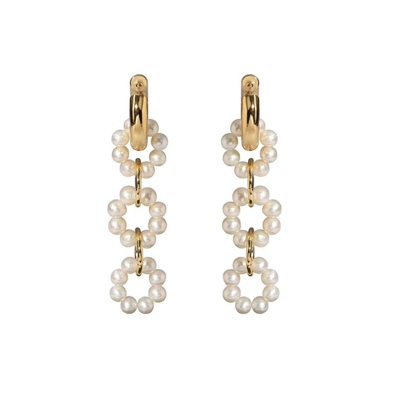Retro Exaggerated Glass Pearl Long Earrings