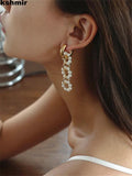 Retro Exaggerated Glass Pearl Long Earrings