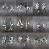 Crystal Pearl Wedding Dangle Earrings Bridal Chandelier