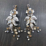 Crystal Pearl Wedding Dangle Earrings Bridal Chandelier