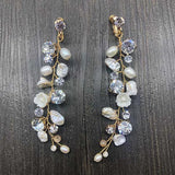 Crystal Pearl Wedding Dangle Earrings Bridal Chandelier