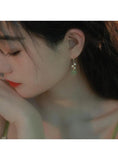 Hetian Jade Pearl Drop Earrings Chinese Hanfu Cosplay Ethnic Jewelry