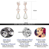 Water Drop Pearl Earrings for Women Leaf Zirconia Dangle Jewelry