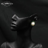 Vintage Baroque Pearl Stud Earrings Green