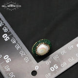 Vintage Baroque Pearl Stud Earrings Green