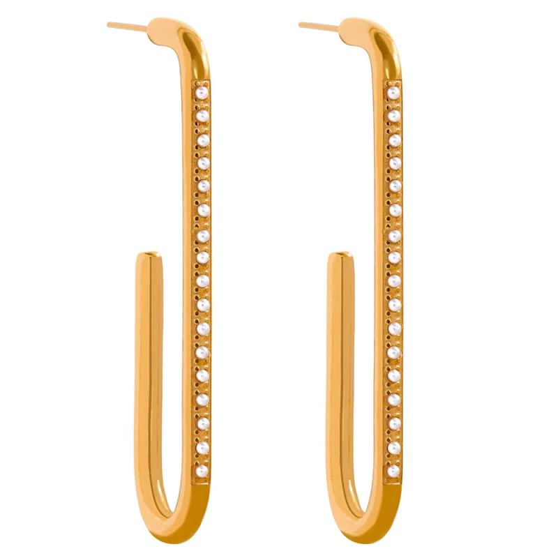 Stainless Steel Pearl Earrings Waterproof Statement Exaggerated Jewelry