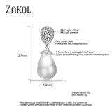 Pearl Dangle Earrings for Women Water Drop CZ Bridal Earring