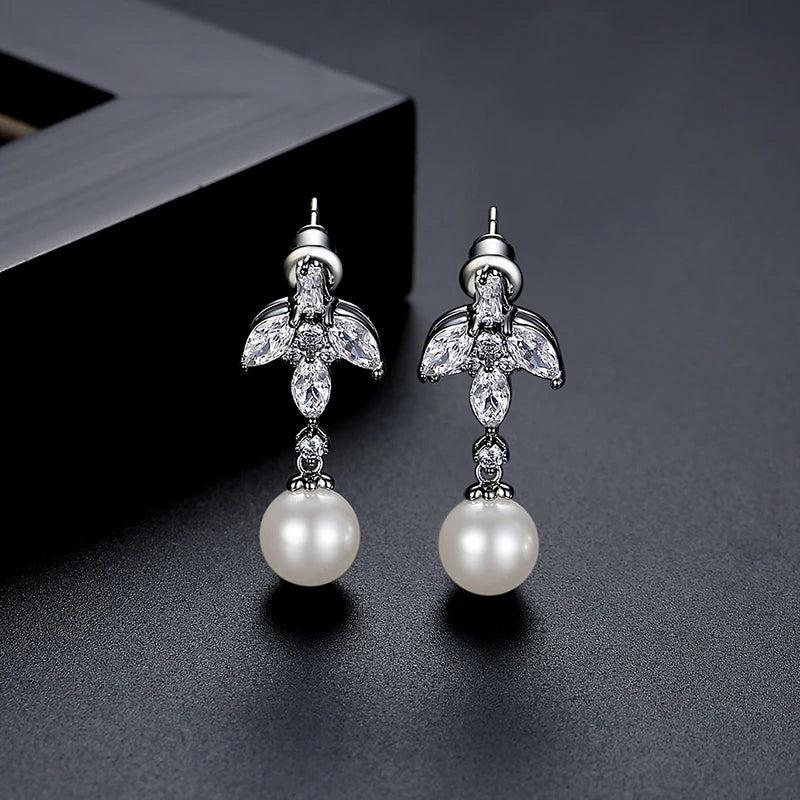 CZ Bridal Wedding Drop Earrings for Lover