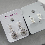 Korea Zircon Pearl Clip-On Earrings Crystal Drop Wedding