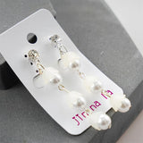 Korea Zircon Pearl Clip-On Earrings Crystal Drop Wedding