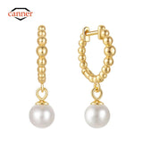Ball Pearl 925 Sterling Silver Drop Earrings