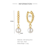 Ball Pearl 925 Sterling Silver Drop Earrings