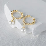 Ball Pearl 925 Sterling Silver Drop Earrings