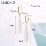 Pearl Water Drop CZ Earrings Hypoallergenic Women