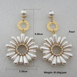 Boho Pearl Drop Dangle Earrings Statement Jewelry