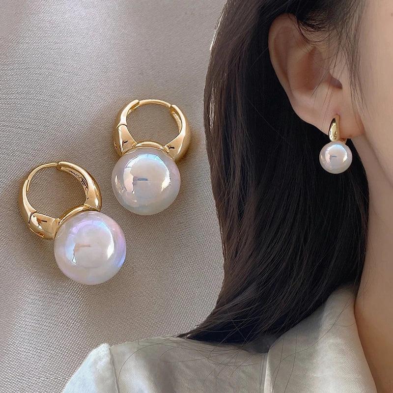Mermaid Pearl Ear Buckle Metal Drop Earrings for Women Girls