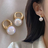 Mermaid Pearl Ear Buckle Metal Drop Earrings for Women Girls