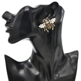 Beetle Pearl Pendant Earrings Insect Stud Earrings