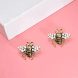 Beetle Pearl Pendant Earrings Insect Stud Earrings
