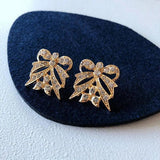Vintage Stone Pearl Earrings Golden Jewelry