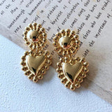 Vintage Stone Pearl Earrings Golden Jewelry