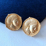 Vintage Stone Pearl Earrings Golden Jewelry