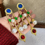 Vintage Tassel Ear Clip Rhinestone Earrings